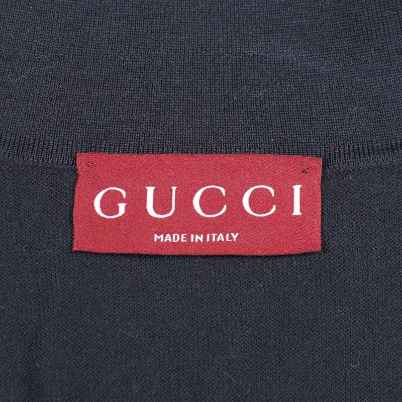 Gucci Polo Shirt Navy Silk Cotton Knit Women's Used a