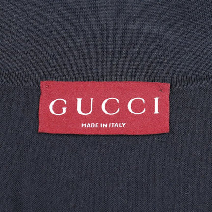 Gucci Polo Shirt Navy Silk Cotton Knit Women's Used a