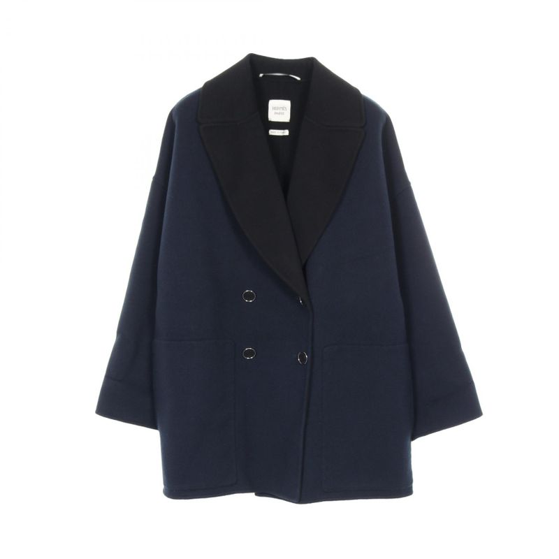 Hermes Serie Button Cashmere Coat Women's Used a