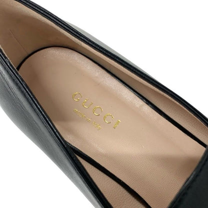 Gucci Loafer Leather Shoes Black Gold Double G GG Marmont