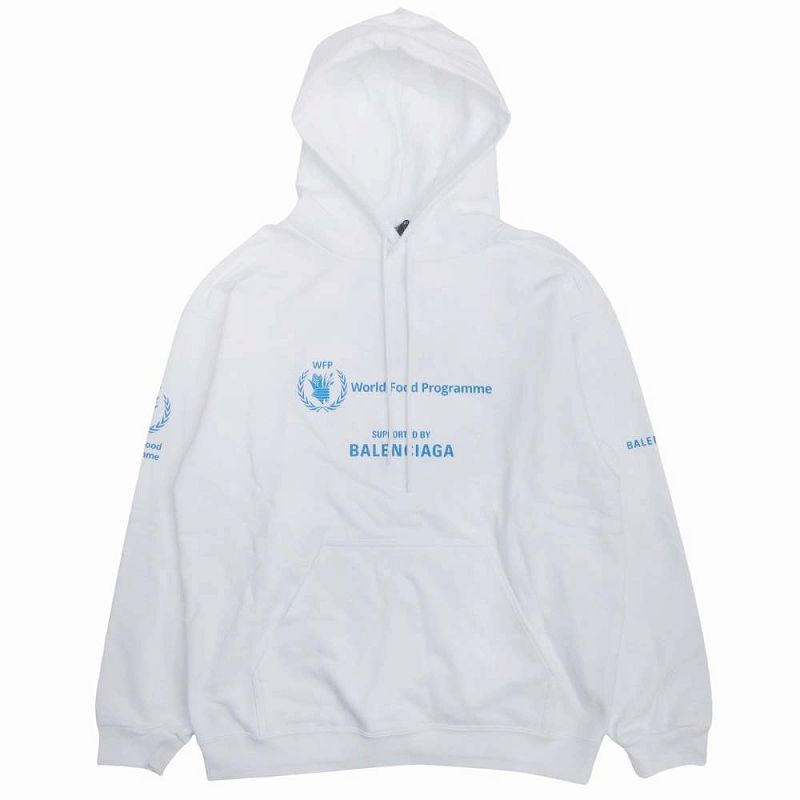 23ss Balenciaga Wfp Logo Print Hoodie Sweatshirt Pullover Lined Cotton Oversize D