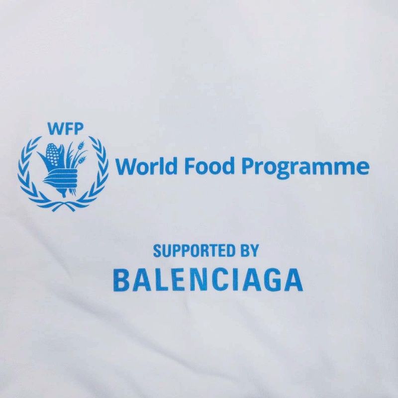 23ss Balenciaga Wfp Logo Print Hoodie Sweatshirt Pullover Lined Cotton Oversize D