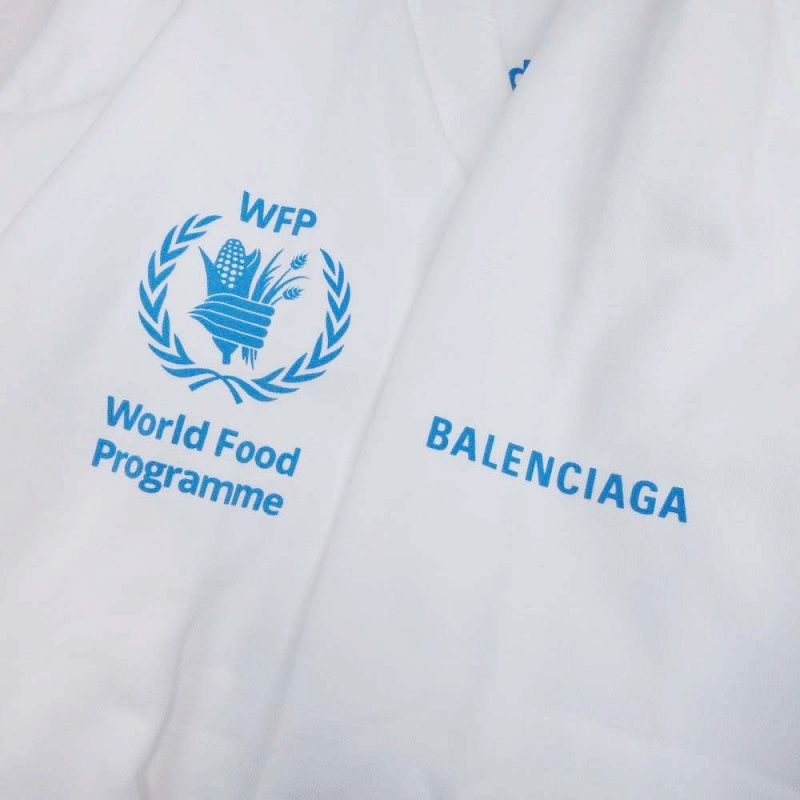 23ss Balenciaga Wfp Logo Print Hoodie Sweatshirt Pullover Lined Cotton Oversize D