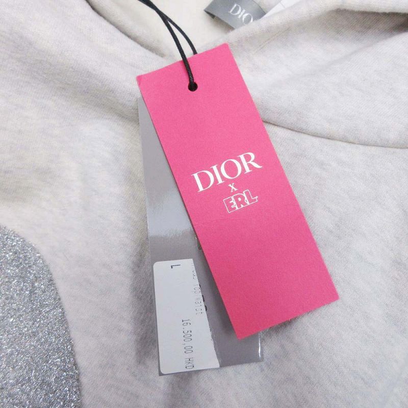 23ss Dior Erl Dior Erl Lame Mix Sweatshirt Hoodie Pullover Cut Cotton Lined