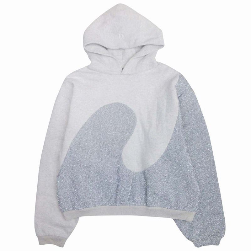 23ss Dior Erl Dior Erl Lame Mix Sweatshirt Hoodie Pullover Cut Cotton Lined