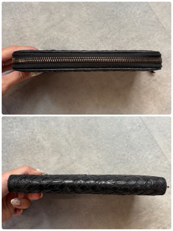 Ultra Bottega Veneta Intrecciato Round Zipper Long Wallet Embossed Leather