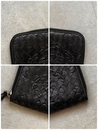 Ultra Bottega Veneta Intrecciato Round Zipper Long Wallet Embossed Leather