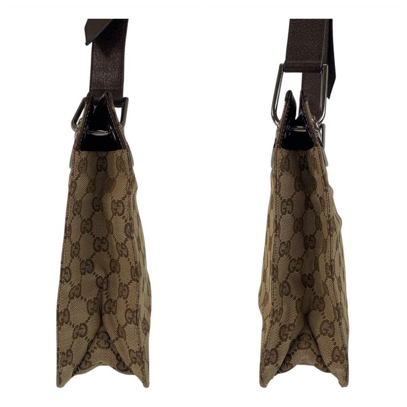 Gucci Beige Brown GG Canvas Leather 120841 Shoulder Bag Pochette Women 506425