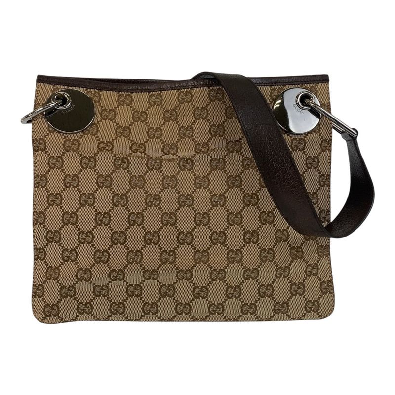 Gucci Beige Brown GG Canvas Leather 120841 Shoulder Bag Pochette Women 506425