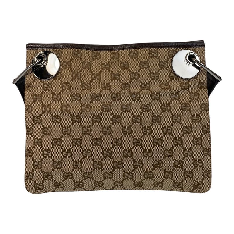 Gucci Beige Brown GG Canvas Leather 120841 Shoulder Bag Pochette Women 506425