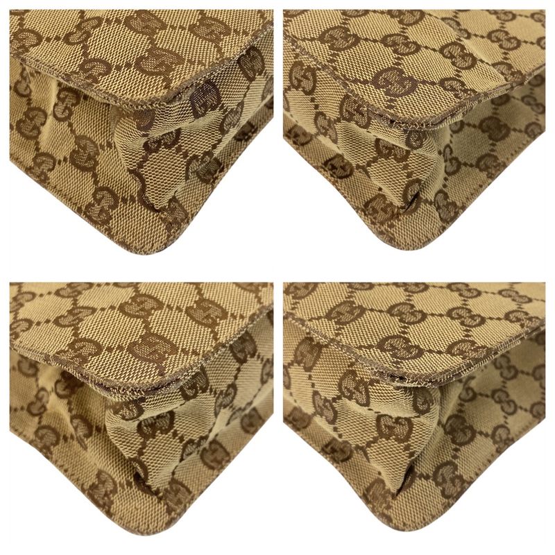 Gucci Beige Brown GG Canvas Leather 120841 Shoulder Bag Pochette Women 506425