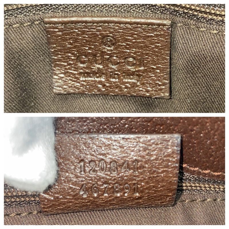 Gucci Beige Brown GG Canvas Leather 120841 Shoulder Bag Pochette Women 506425