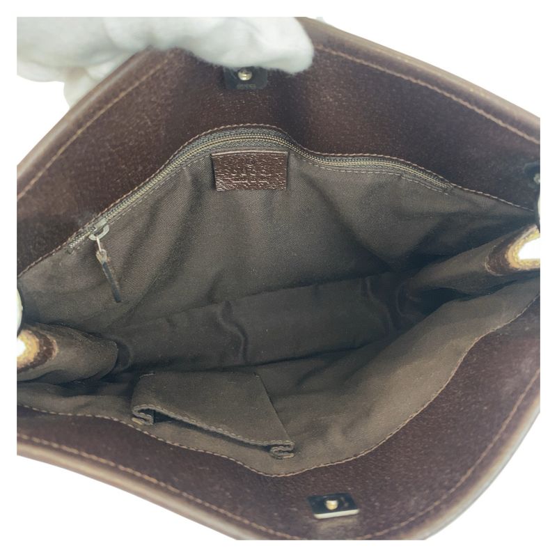 Gucci Beige Brown GG Canvas Leather 120841 Shoulder Bag Pochette Women 506425