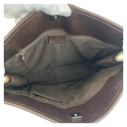 Gucci Beige Brown GG Canvas Leather 120841 Shoulder Bag Pochette Women 506425