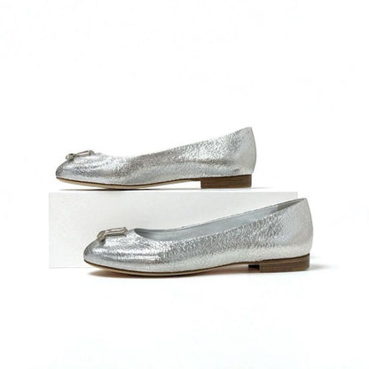 Louis Vuitton Flat Shoes Leather Silver Logo Ballet
