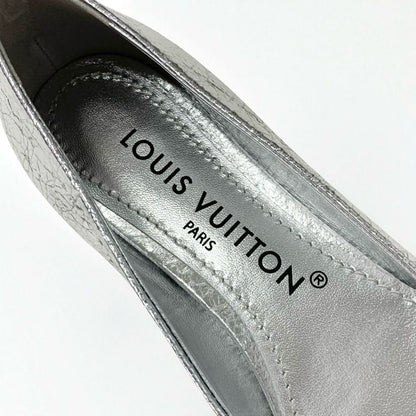 Louis Vuitton Flat Shoes Leather Silver Logo Ballet