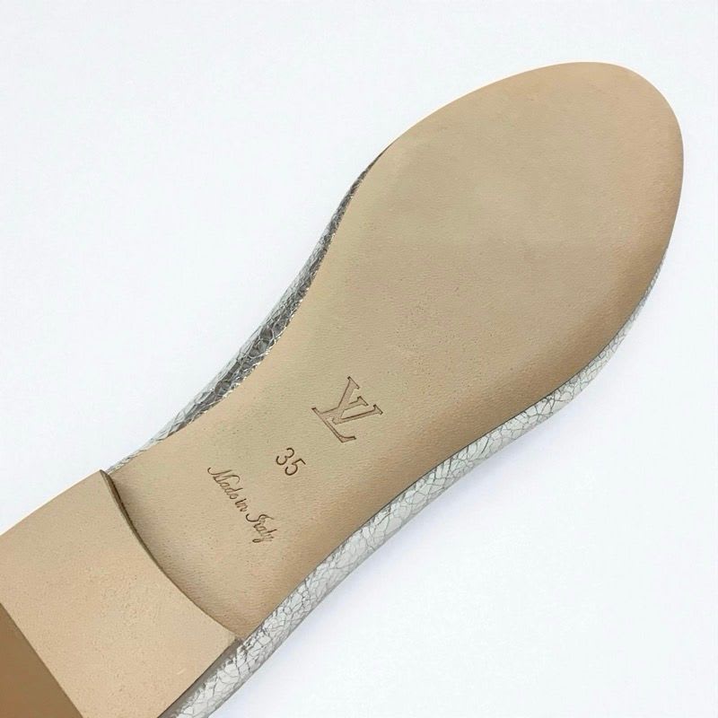 Louis Vuitton Flat Shoes Leather Silver Logo Ballet