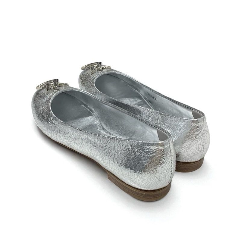 Louis Vuitton Flat Shoes Leather Silver Logo Ballet
