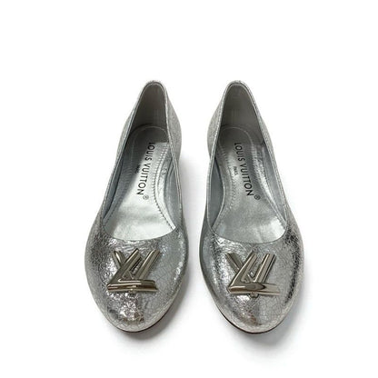Louis Vuitton Flat Shoes Leather Silver Logo Ballet