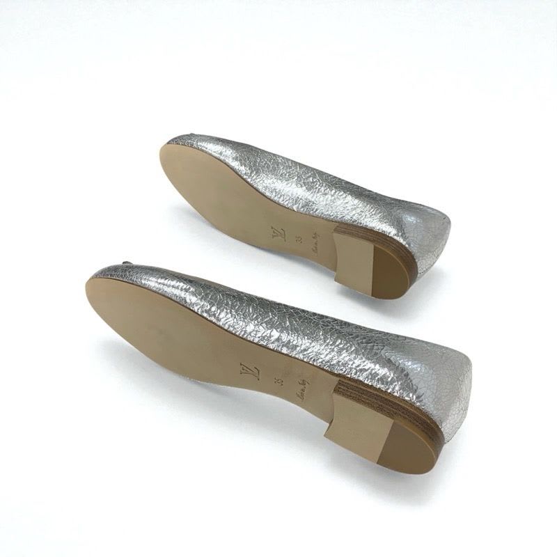 Louis Vuitton Flat Shoes Leather Silver Logo Ballet