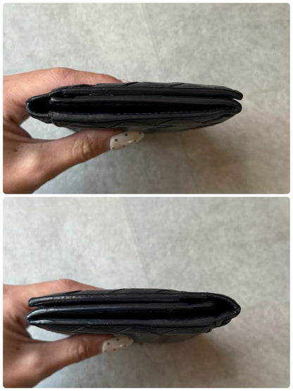 Bottega Veneta Maxi Intrecciato Fold Long Wallet Billfold Leather Black Men's