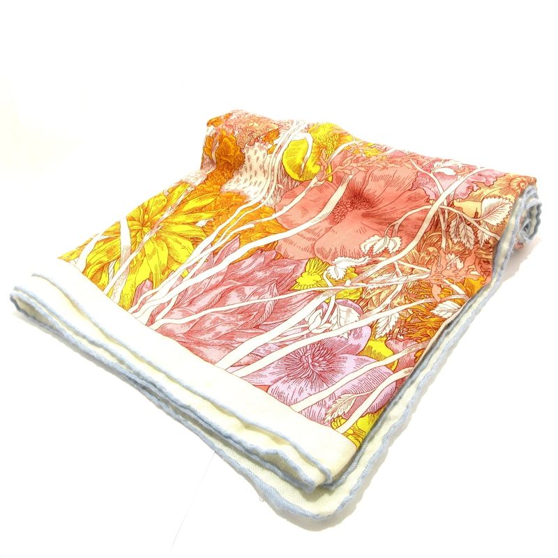 Hermes Shawl - Ivory X Bordeaux X Multi Retour a LA Nature Cashmere Silk