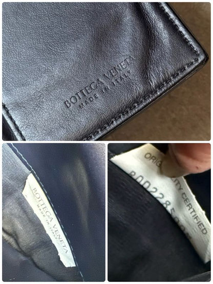 Bottega Veneta Maxi Intrecciato Fold Long Wallet Billfold Leather Black Men's