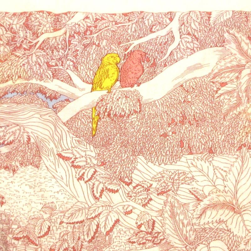 Hermes Shawl - Ivory X Bordeaux X Multi Retour a LA Nature Cashmere Silk