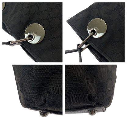 Gucci Black Silver Hardware GG Canvas 120836 Tote Bag Shoulder Bag Women 506429