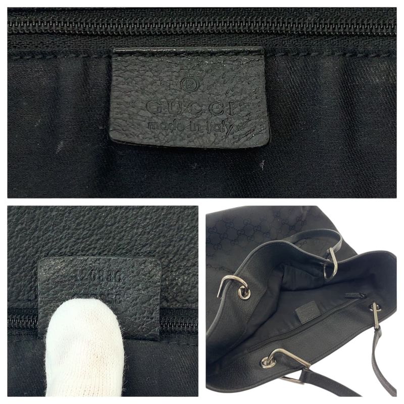 Gucci Black Silver Hardware GG Canvas 120836 Tote Bag Shoulder Bag Women 506429