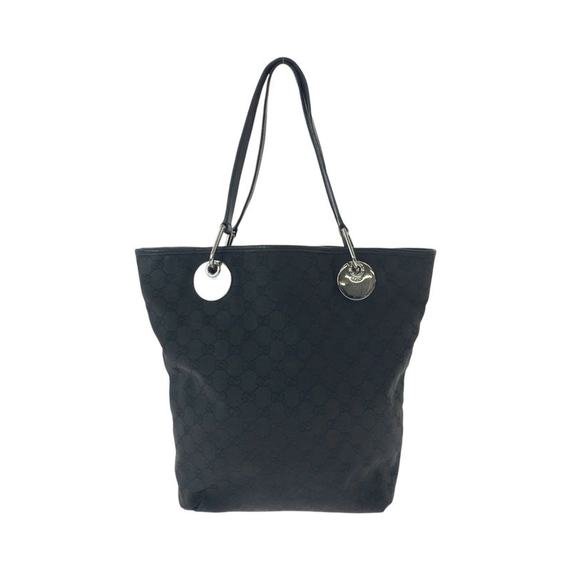 Gucci Black Silver Hardware GG Canvas 120836 Tote Bag Shoulder Bag Women 506429