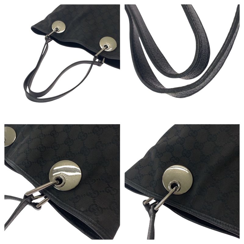 Gucci Black Silver Hardware GG Canvas 120836 Tote Bag Shoulder Bag Women 506429