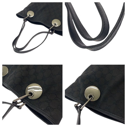 Gucci Black Silver Hardware GG Canvas 120836 Tote Bag Shoulder Bag Women 506429
