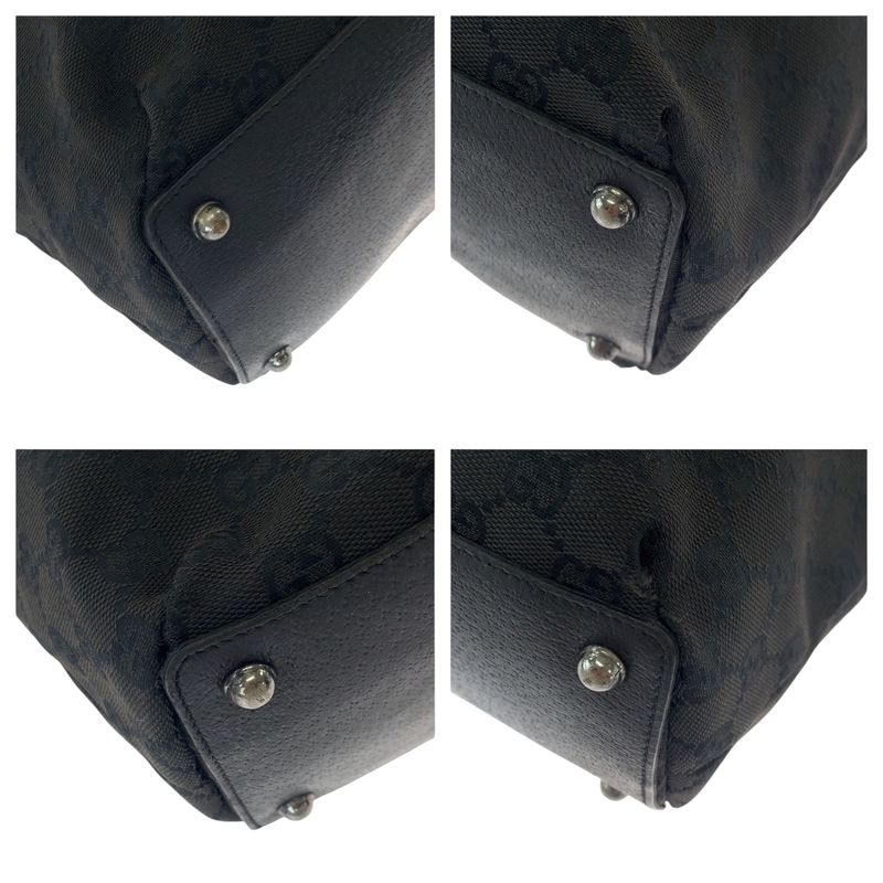 Gucci Black Silver Hardware GG Canvas 120836 Tote Bag Shoulder Bag Women 506429