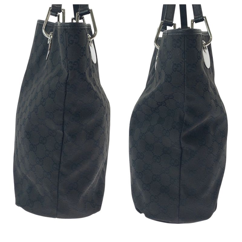 Gucci Black Silver Hardware GG Canvas 120836 Tote Bag Shoulder Bag Women 506429