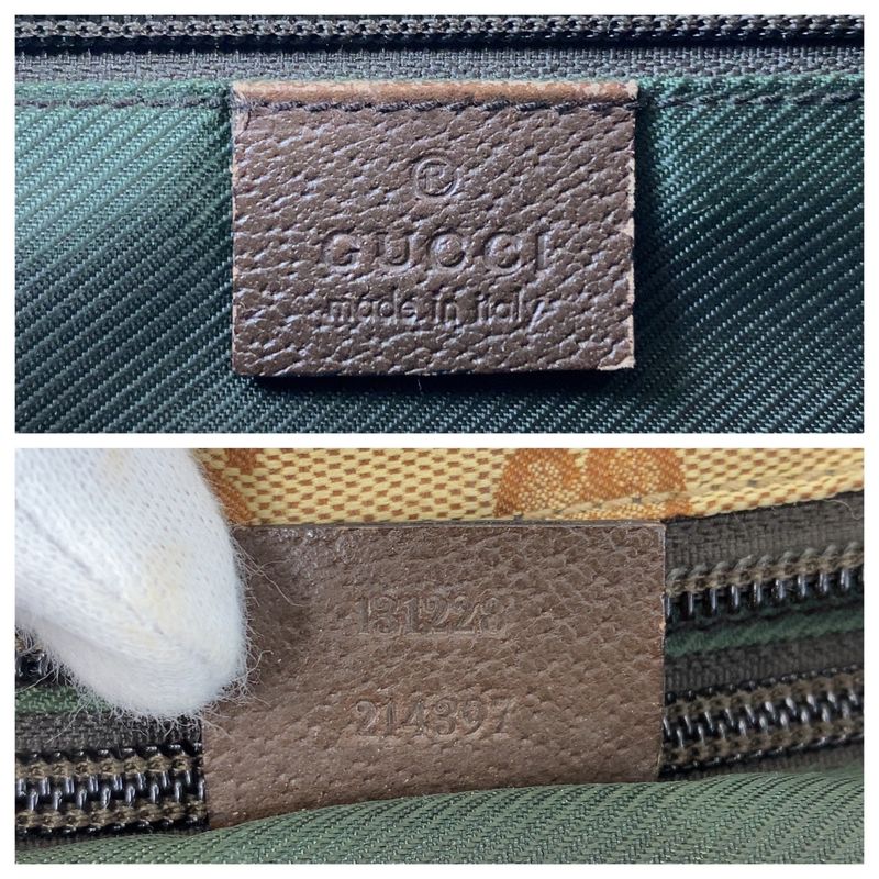 Gucci Sherry Line Beige Brown GG Canvas Leather 131228 Tote Handbag Ladies