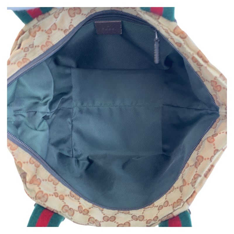 Gucci Sherry Line Beige Brown GG Canvas Leather 131228 Tote Handbag Ladies