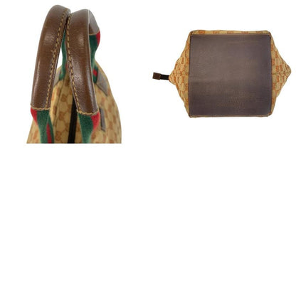 Gucci Sherry Line Beige Brown GG Canvas Leather 131228 Tote Handbag Ladies