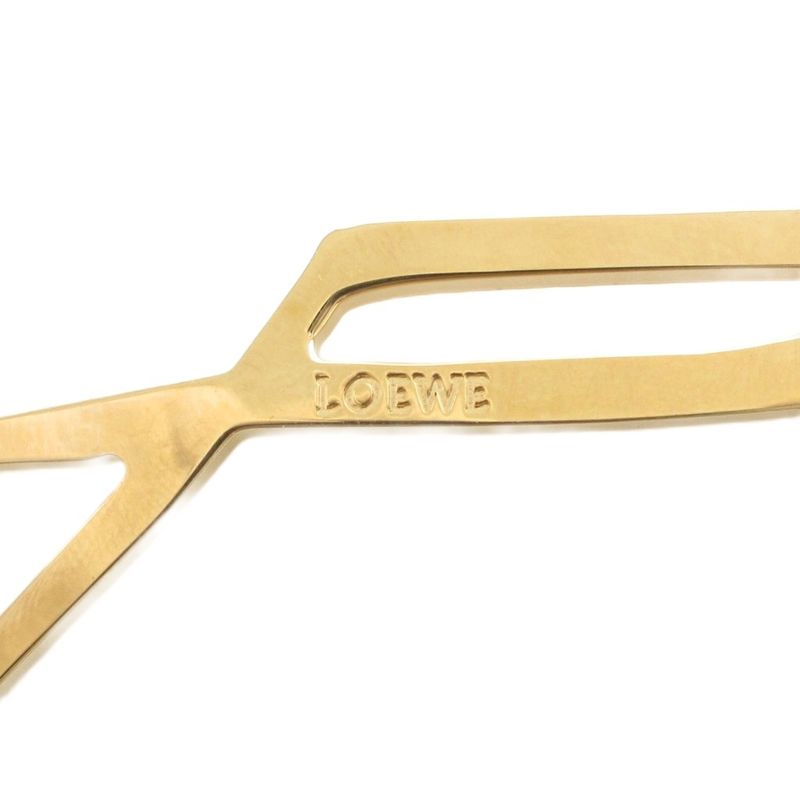 Loewe Giraffe Charm Key Ring Key Holder Logo Engraved Metal Gold Color Gv Aa