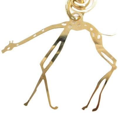 Loewe Giraffe Charm Key Ring Key Holder Logo Engraved Metal Gold Color Gv Aa