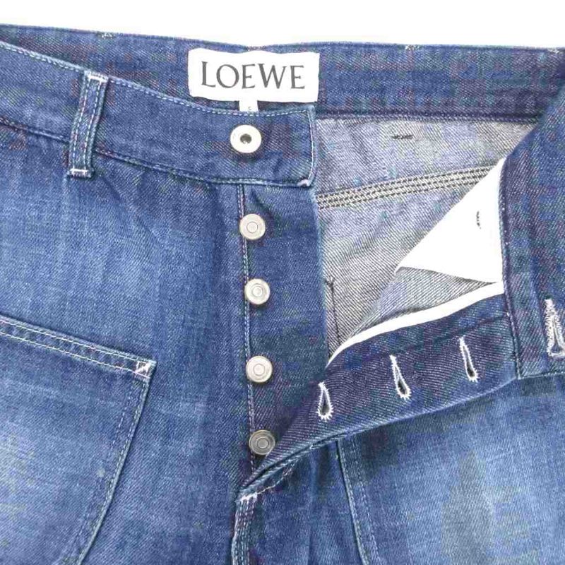 Loewe Fisherman Denim Pants Damaged Rolled Up Cropped 44 Blue Uo Aa