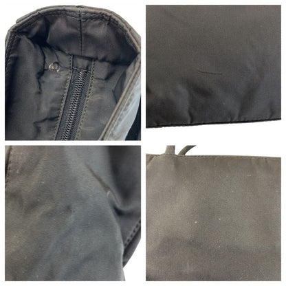 Prada Tessuto Triangle Logo Plate Black Silver Hardware Nylon Tote Bag Shoulder