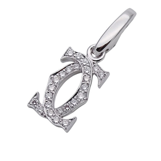 Cartier Pendant Top Ladies Men Branded Charm 750wg Diamond 2c White Gold