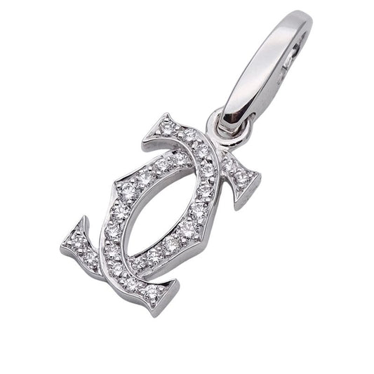 Cartier Pendant Top Ladies Men Branded Charm 750wg Diamond 2c White Gold