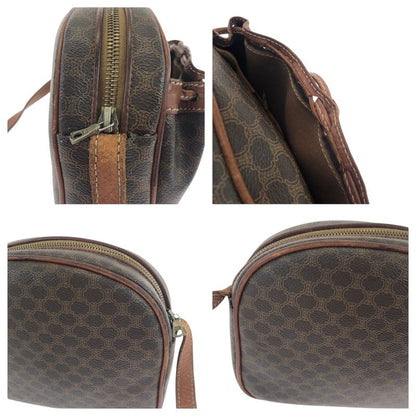 Celine Vintage Macadam Brown Gold Hardware PVC Shoulder Bag Pochette Women