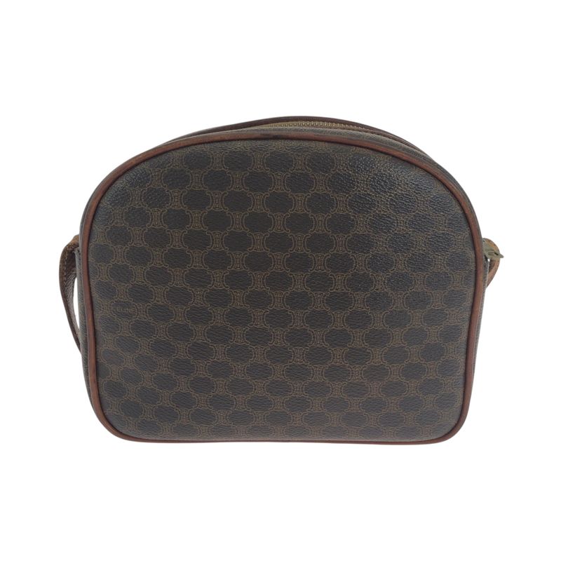 Celine Vintage Macadam Brown Gold Hardware PVC Shoulder Bag Pochette Women