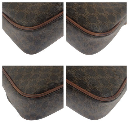 Celine Vintage Macadam Brown Gold Hardware PVC Shoulder Bag Pochette Women