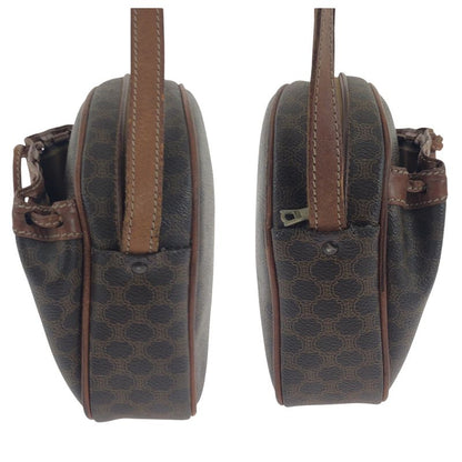 Celine Vintage Macadam Brown Gold Hardware PVC Shoulder Bag Pochette Women