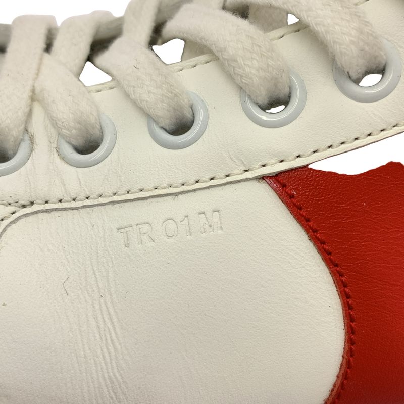 Celine - Triomphe Leather High Cut Sneakers Tr01m - 36 - White Red - Women's