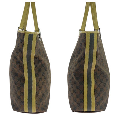 Gucci Brown Multicolor Silver Hardware GG Canvas Leather 31243 Tote Bag